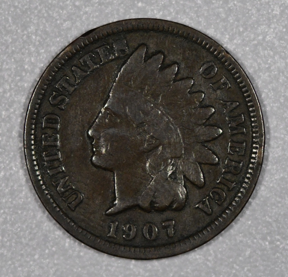 1907 "Indian Head" One Cent Bronze Coin, Extra Fine