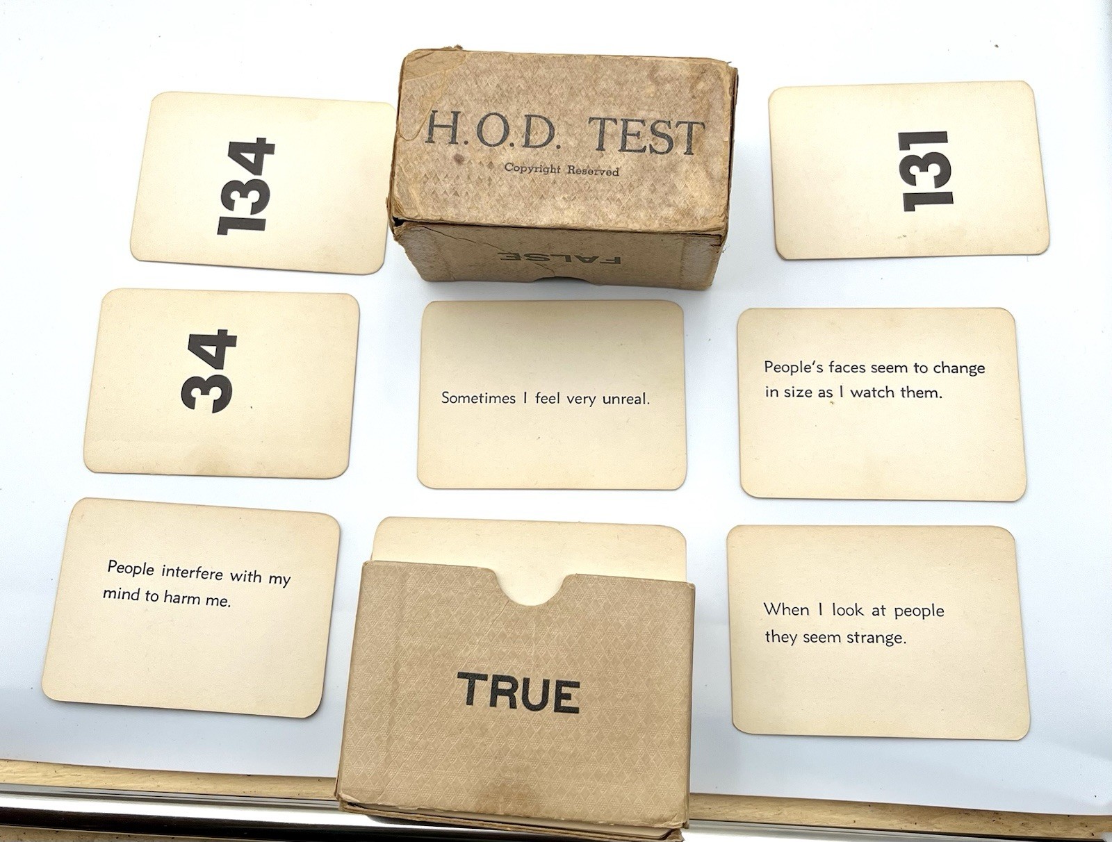 EXTREMELY RARE Vintage H.O.D. Test – Complete Set – 1960s Psychiatric Assessment