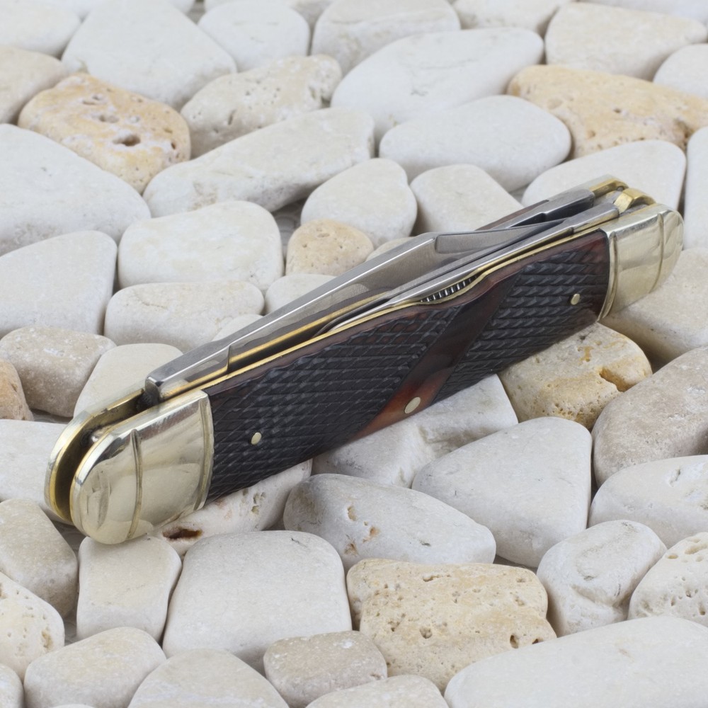 Marbles Large Whittler Folding Knife Brown Checkered Bone Handle MR686