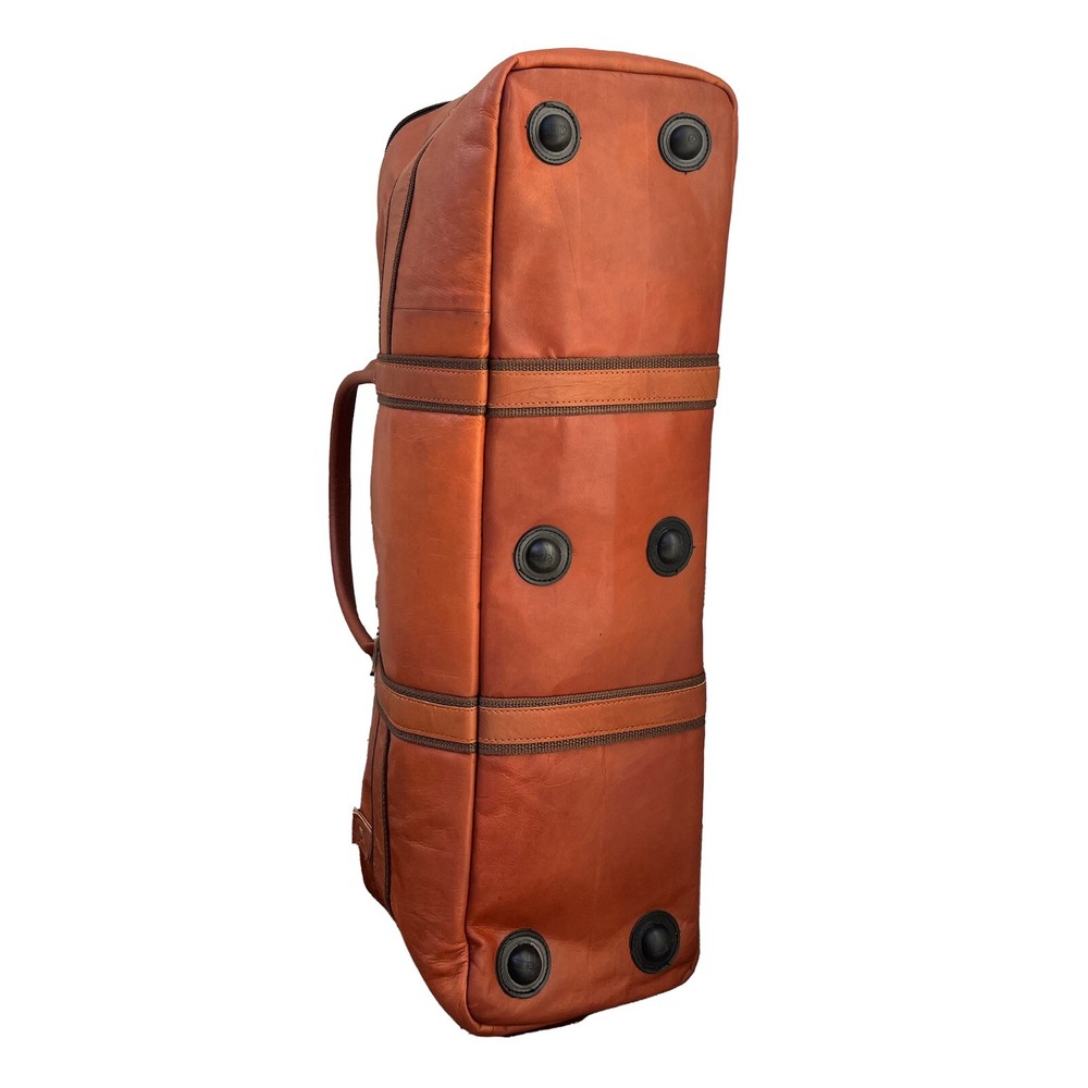 Premium Leather Drum Set Hardware Carry Bag with Removable Shoulder Strap BROWN