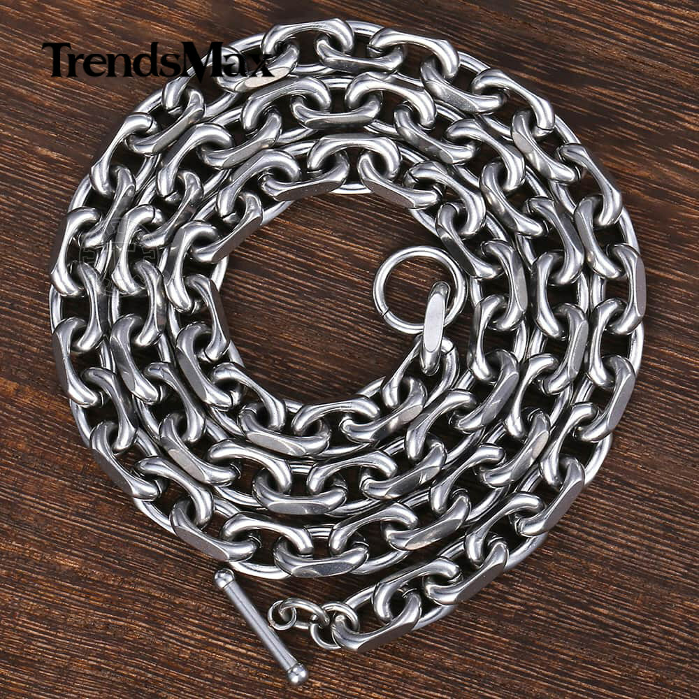 9mm Mens Boys Chain CABLE Rolo Link 316L Stainless Steel Necklace Toggle Clasp