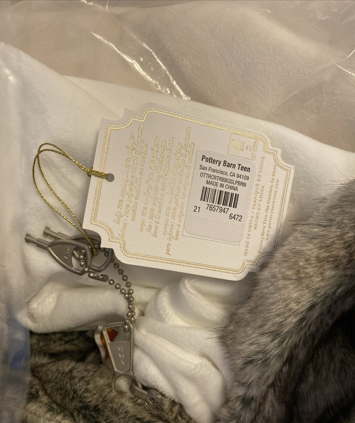 Pottery Barn Otter Critter Faux Fur Soft Kids Beanbag Slipcover 3D Large NWT