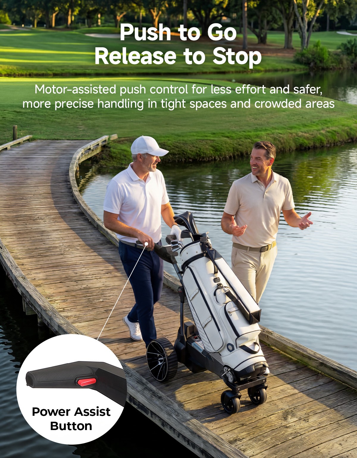 ApexR Foldable Electric Golf Push Cart Trolley Remote Control with Assist Mode