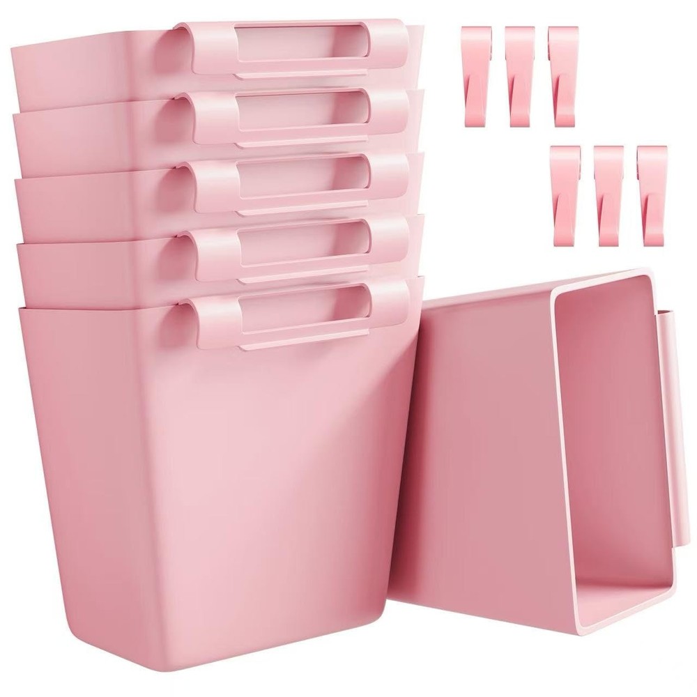Rolling Cart Accessories, 6 Pack Pink Plastic Hanging Cup Holders, Rolling Ca...
