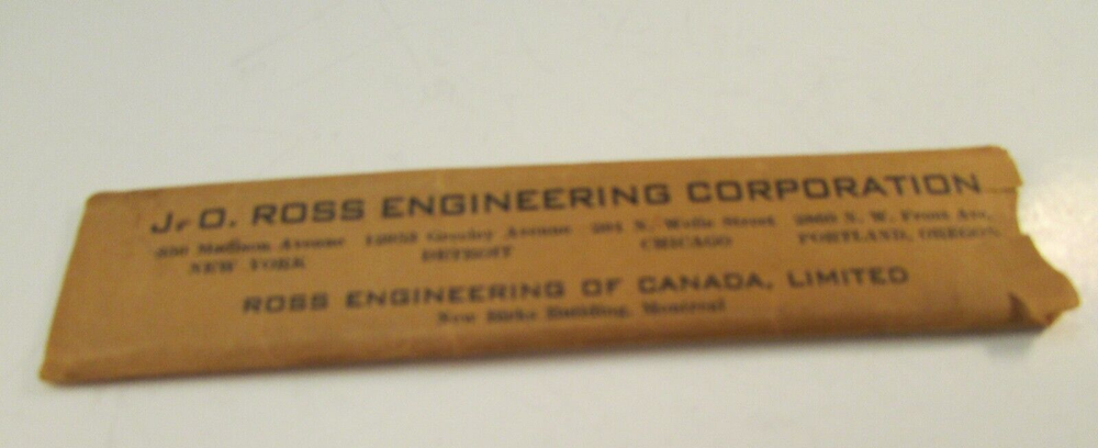 1936 J.O. Ross Engineering Plastic Pipe Size Ruler Selector for Steam & Water