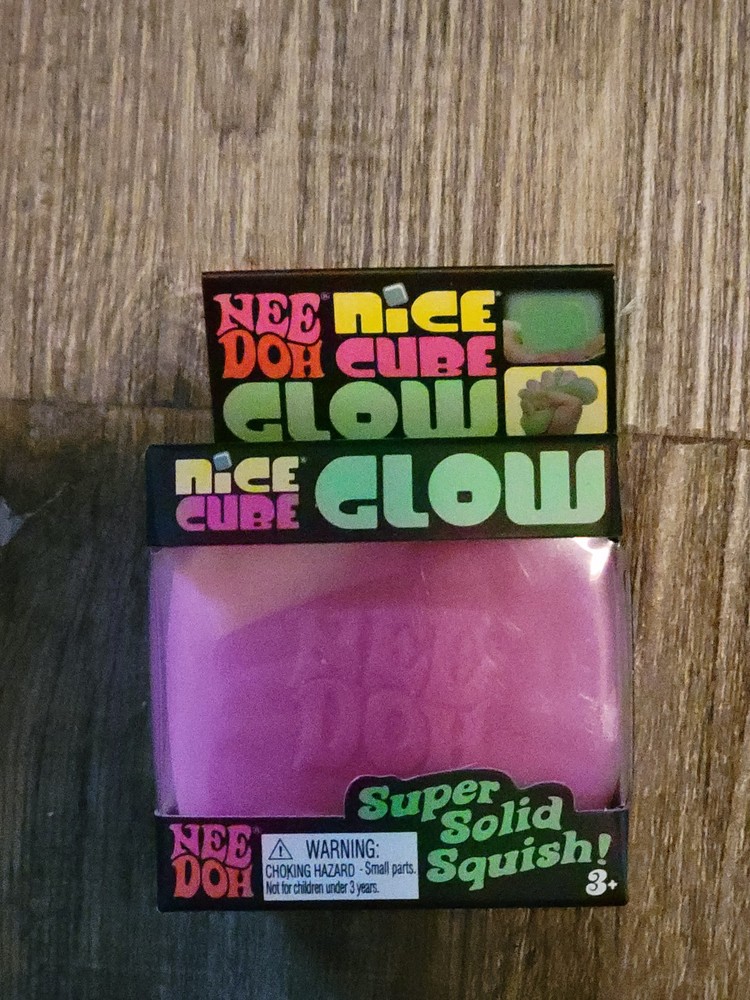 NEW - Needoh Nice Cube Glow ( PINK ) Sensory Squeeze Toy. SUPER SOLID SQUISH.