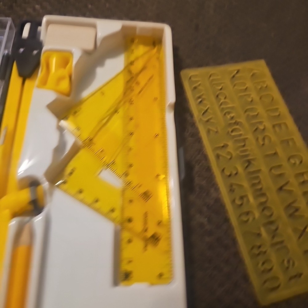 Helix Compass Protractor Large School Kit # 37213 Triangle Ruler Guide +stencil