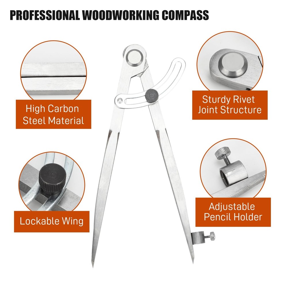 Wing Compass with Pencil Holder Leather Working Wing Divider Scribe Tool