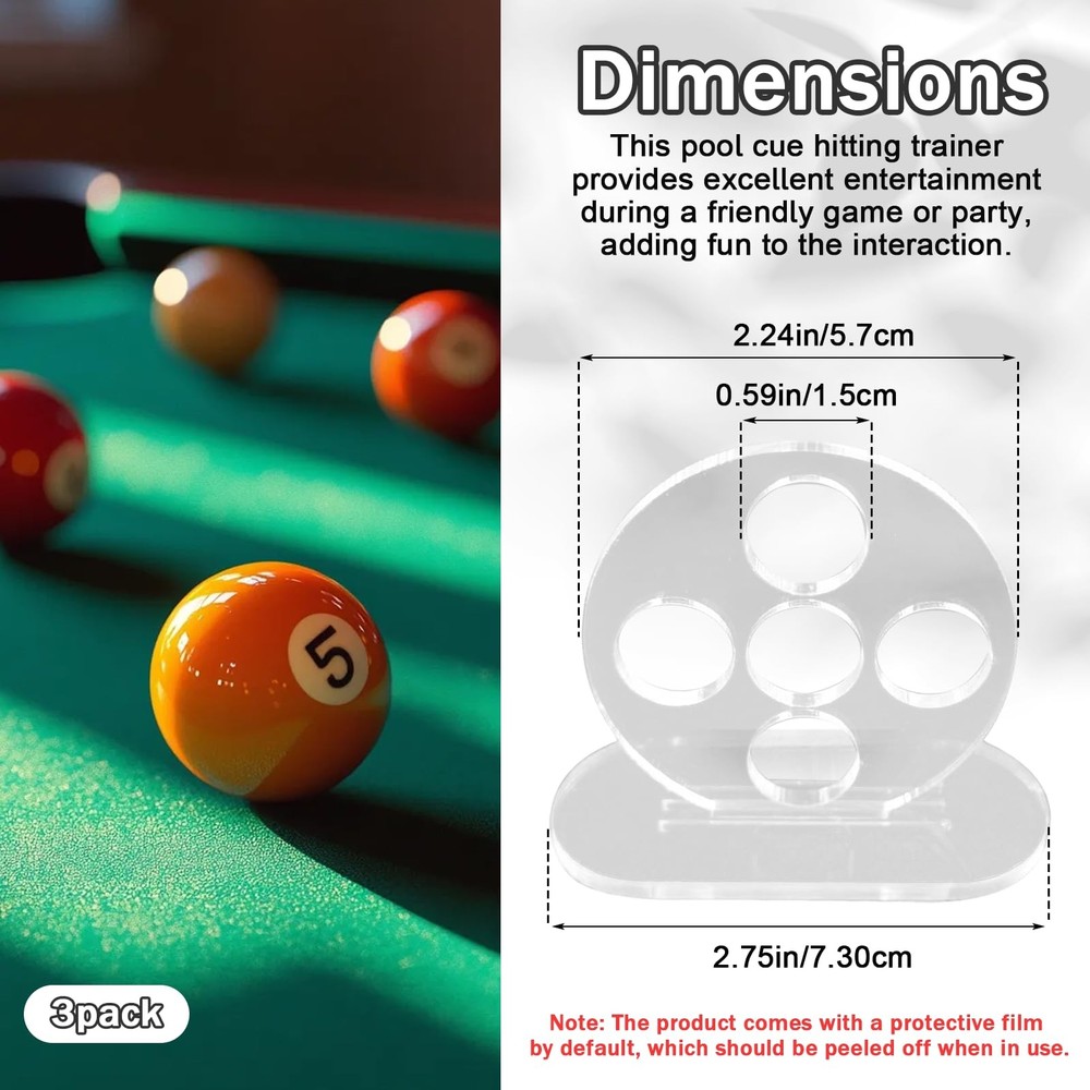 3 Pack Billiards Training Aids, Pool Cue Exerciser Trainer, Billiards Trainin...