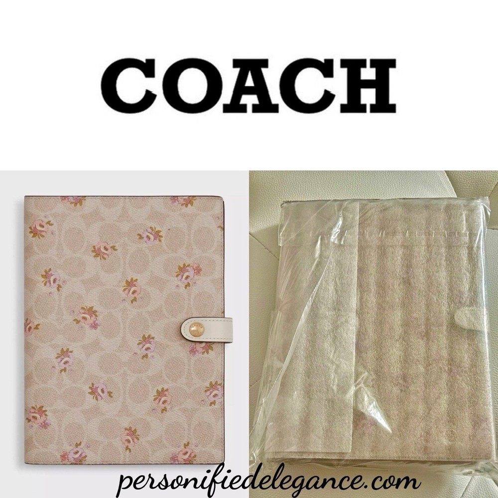NEW Coach Floral Print Sand Multi Coated Canvas Leather Notebook Journal