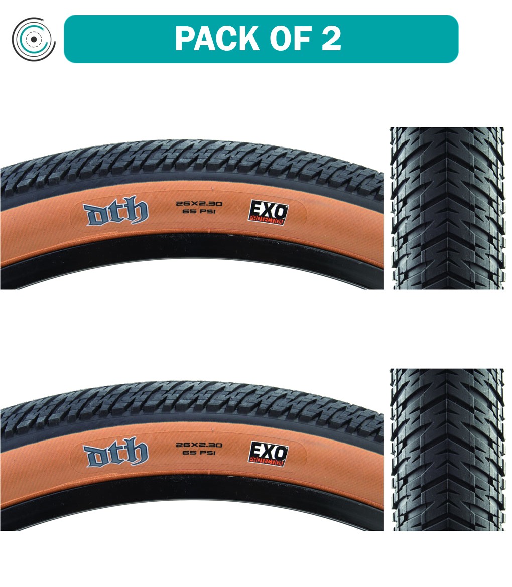 Pack of 2 Maxxis DTH BMX Tire Single Compund Black/Dark Tan EXO Casing 26x2.3