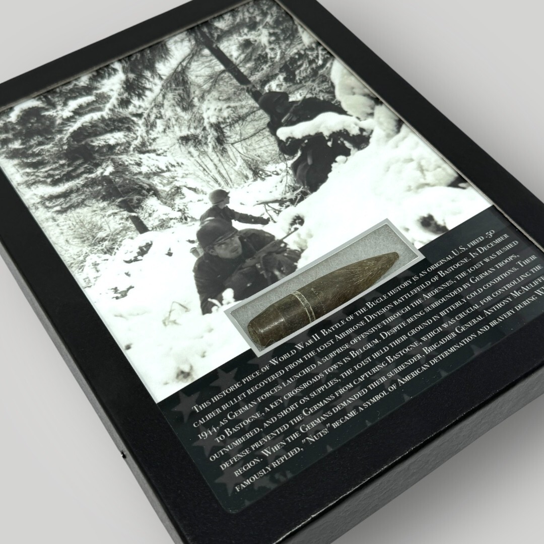 WWII Battle of the Bulge Bastogne Ardennes 1944-45 Military Gift Display COA