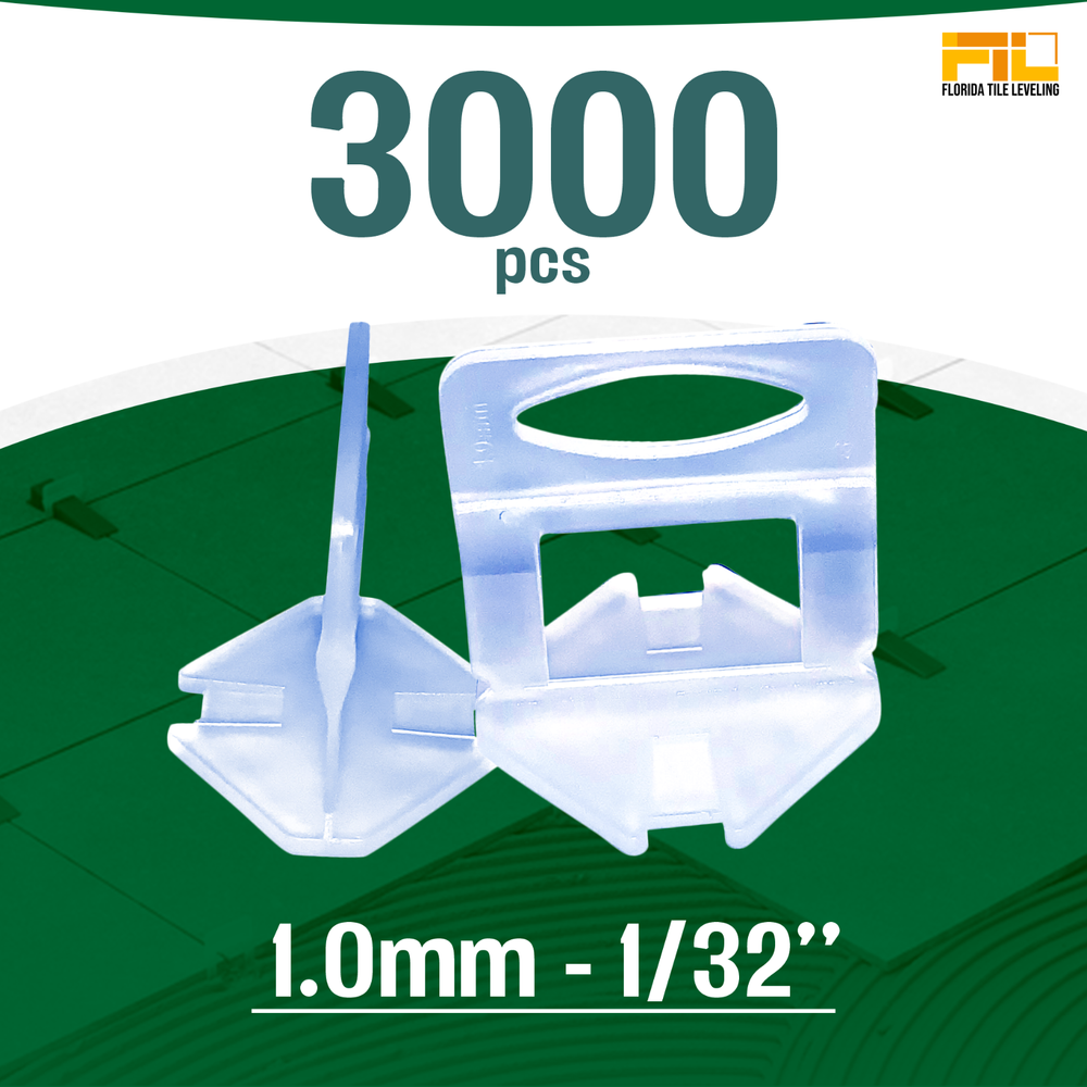 3.000pcs Tile Leveling System Clips Spacers 1.0mm 1/32 Tile Tiling Floor