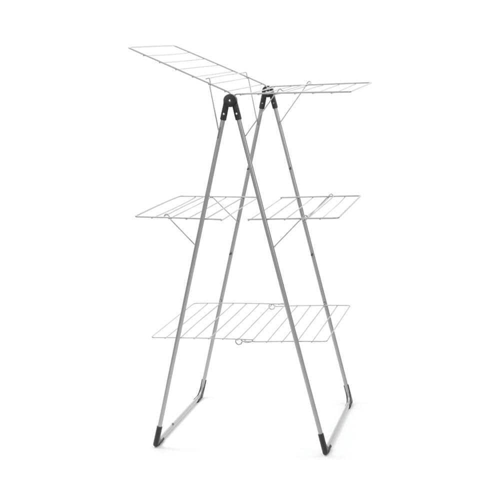 Tower Clothes Laundry Drying Rack Metallic Gray Adjustable Wings Foldable New