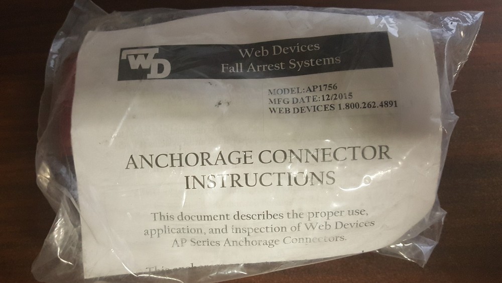 WD 6' RED Nylon Anchorage Connector Strap with DOUBLE D-Ring