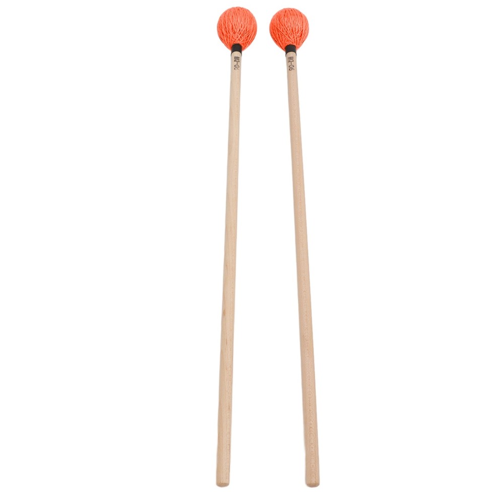1 Pair Medium Hard Marimba Mallets For Percussion Playing Orange Excellent