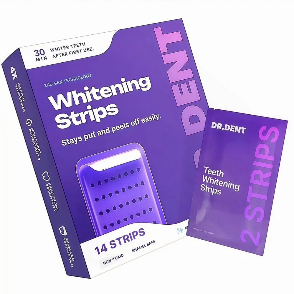 Purple Teeth Whitening Strips PAP Formula Peroxide‑Free 28pcs Sensitive