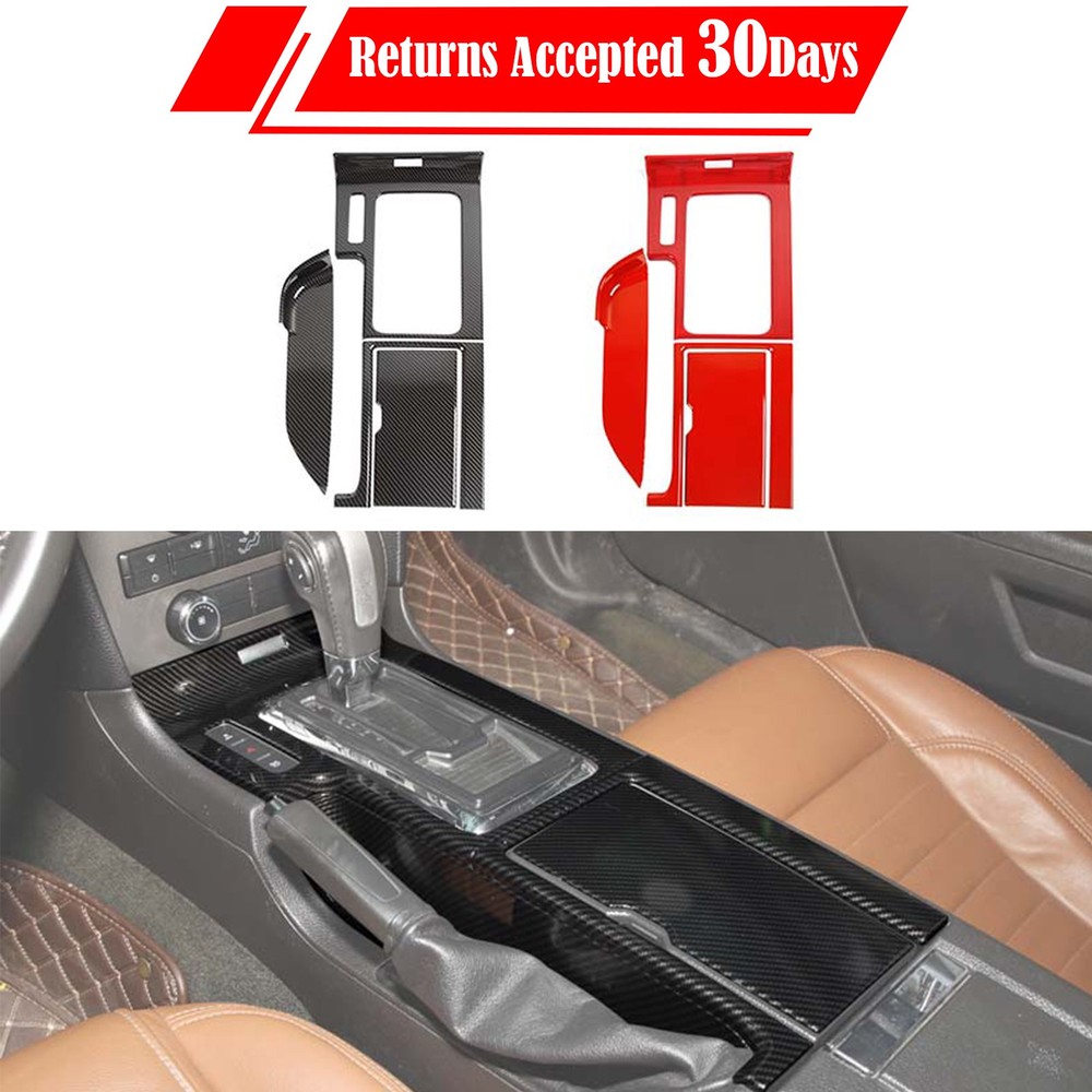 Carbon Fiber Center Console Gear Shift Panel Trim Frame For Ford Mustang 2010-14