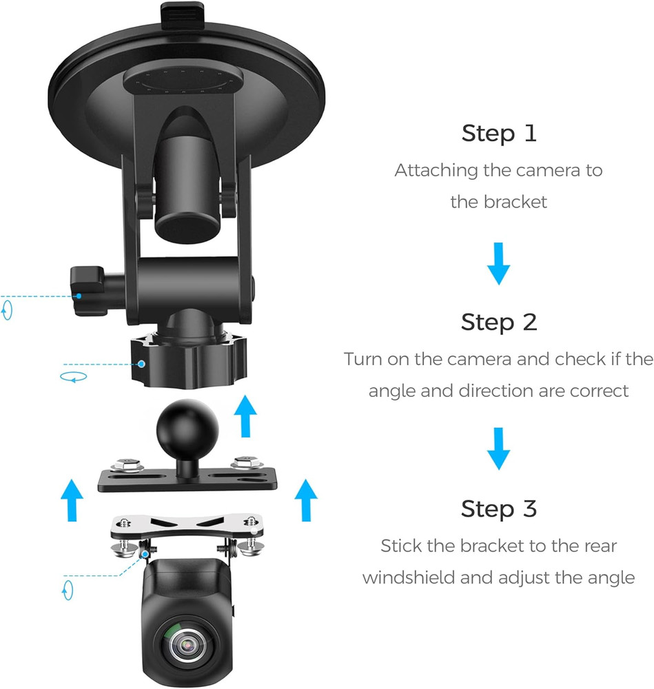Universal Rear Window Camera Mount - Adjustable Backup & Dash Cam Holder
