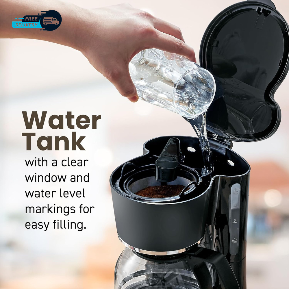 EHC-5055 Automatic 5-Cup Brew & Drip Coffee Maker with Pause N Serve Reusable