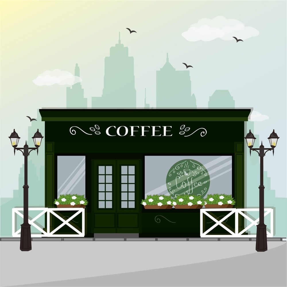 Coffee House Backdrop 6x6ft