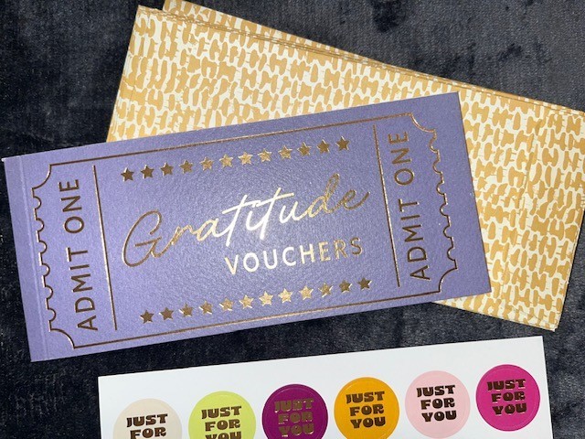 GRATITUDE VOUCHERS Admit One NEW Tabitha Brown NOTE ENVELOPE & STICKER SET Nice