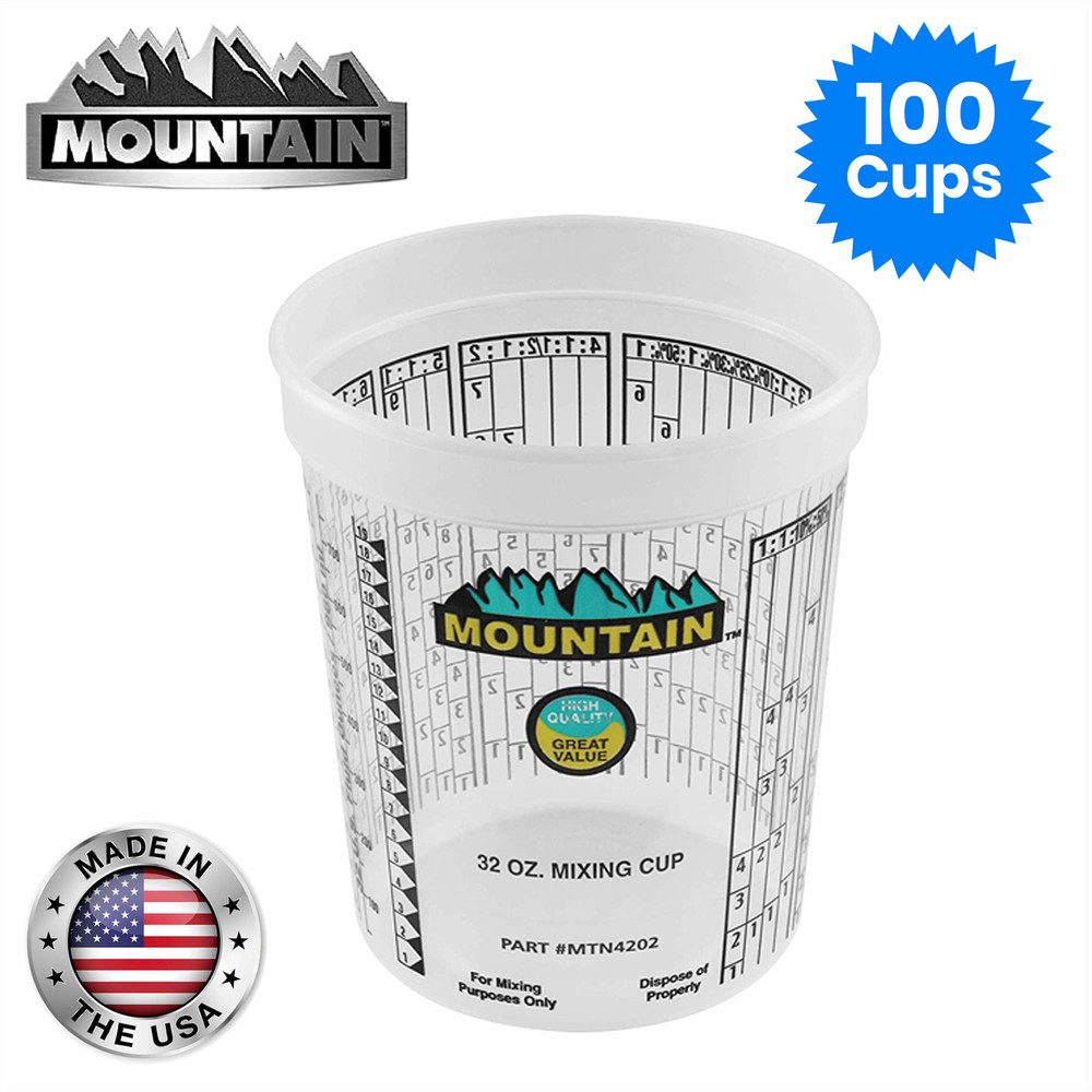 Mountain 4202 Disposable Quart Mixing Cup, 100 Count, Made in USA