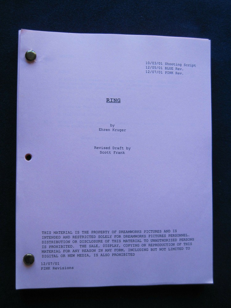 ORIGINAL ARCHIVE for the Film THE RING - 2 SCRIPTS, PROD. MATERIAL & PROGRAM