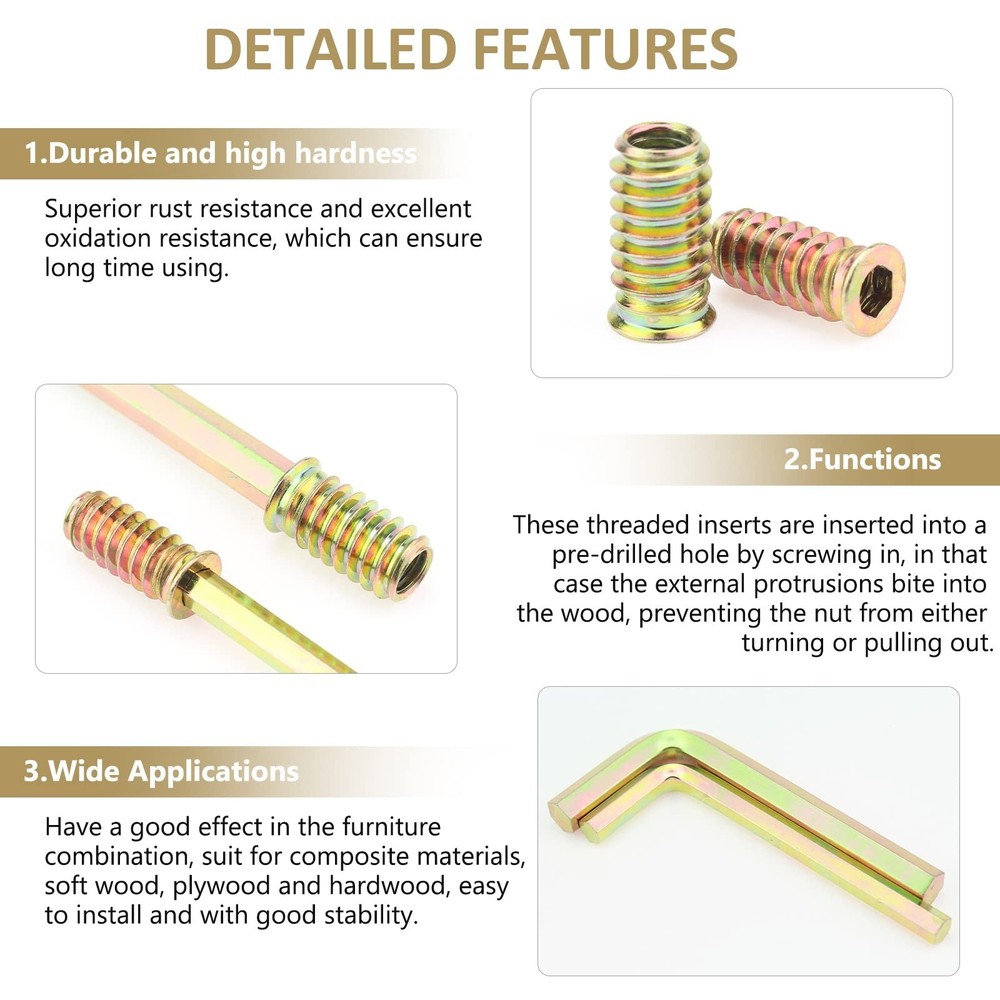 152 Pieces 1/4"-20, 5/16"-18 Threaded Inserts, Nut Inserts, Wood Inserts, Ste...