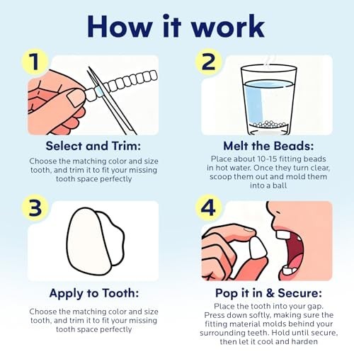 Temporary Tooth Repair Kit: Missing Tooth Replacement Kit Replace Missing or Bro