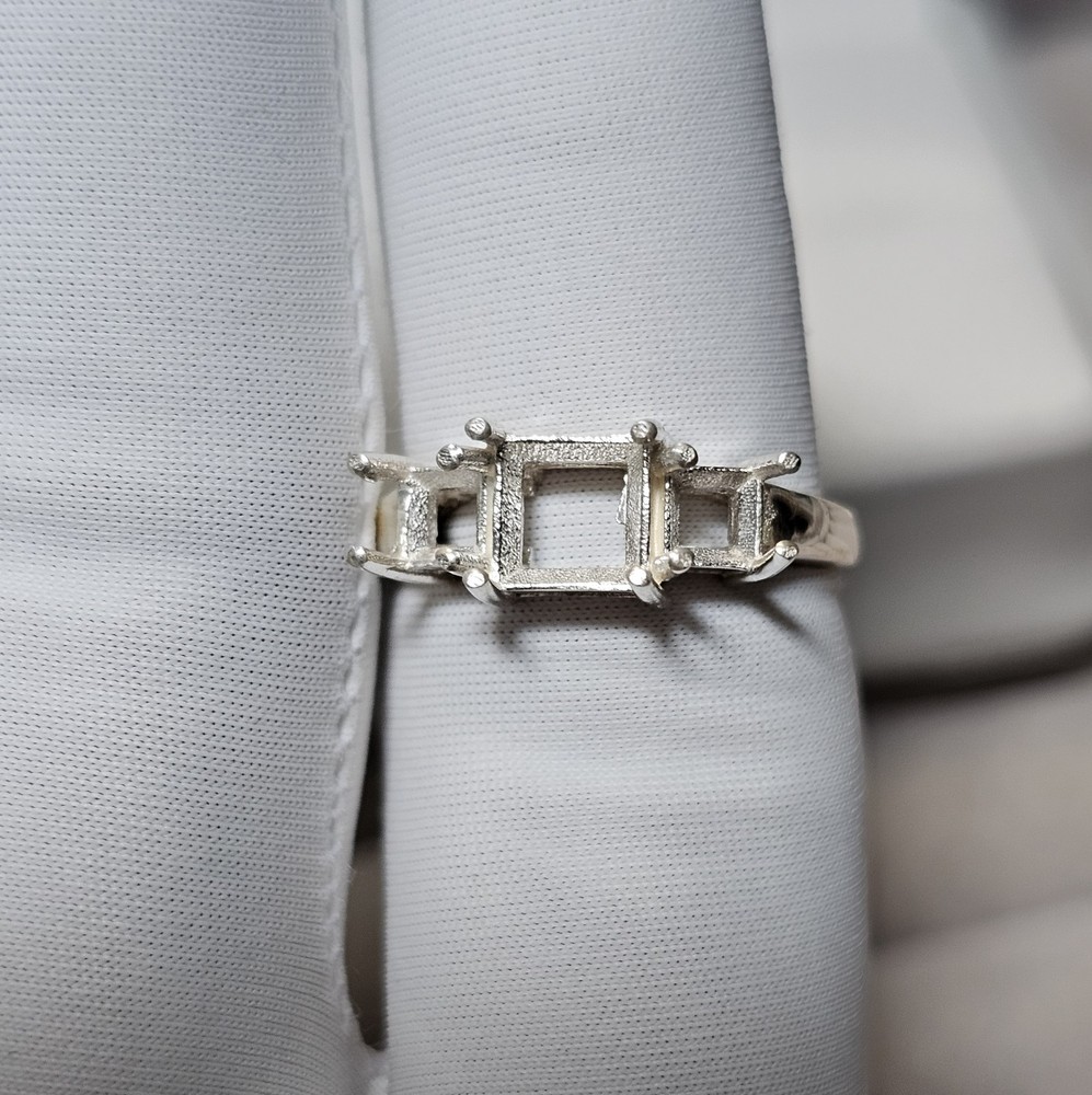 6x6 & 4x4 MM Semi Mount Ring 925 Solid Sterling Silver Ring, Square Cut Gemstone