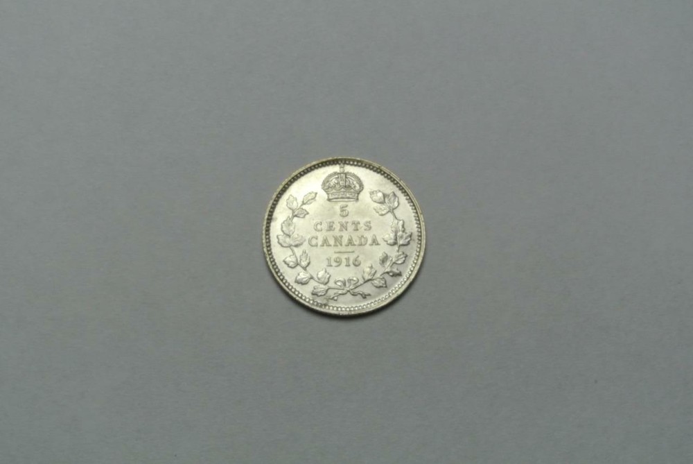 1916 Canada 5 Cent Silver Nickel, CH BU Condition - C8006