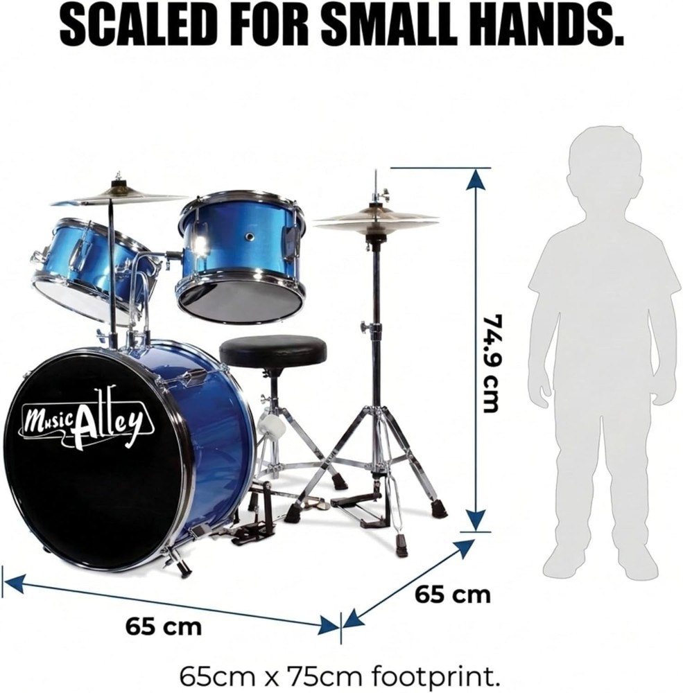 Complete Kids Drum Kit with Adjustable Throne