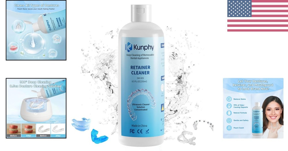 Professional Ultrasonic Retainer Cleaner Solution - Remove Odors & Stains 250ml
