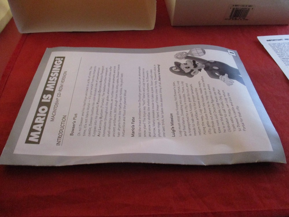 Mario Is Missing CD-ROM for Apple Macintosh Computer COMPLETE w/ Box manual