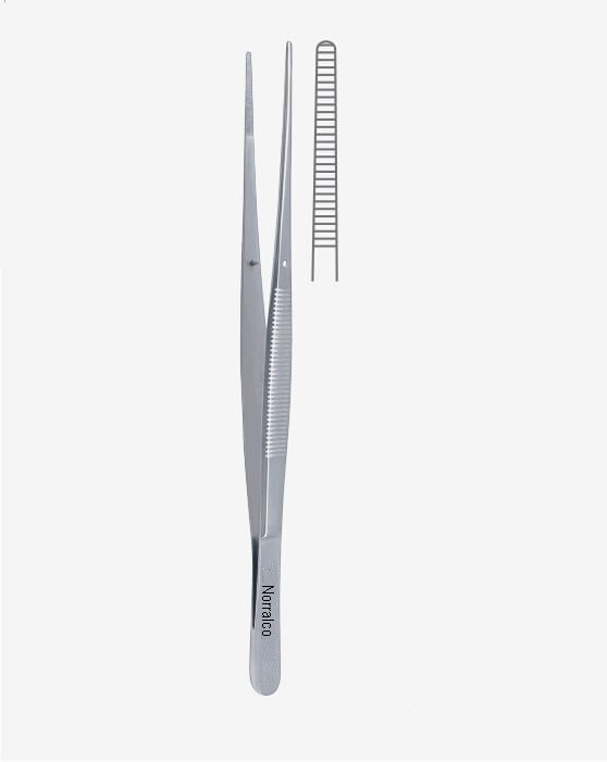 Potts-Smith Dressing Forceps, 9.5", Straight, Serrated Tips, Premium