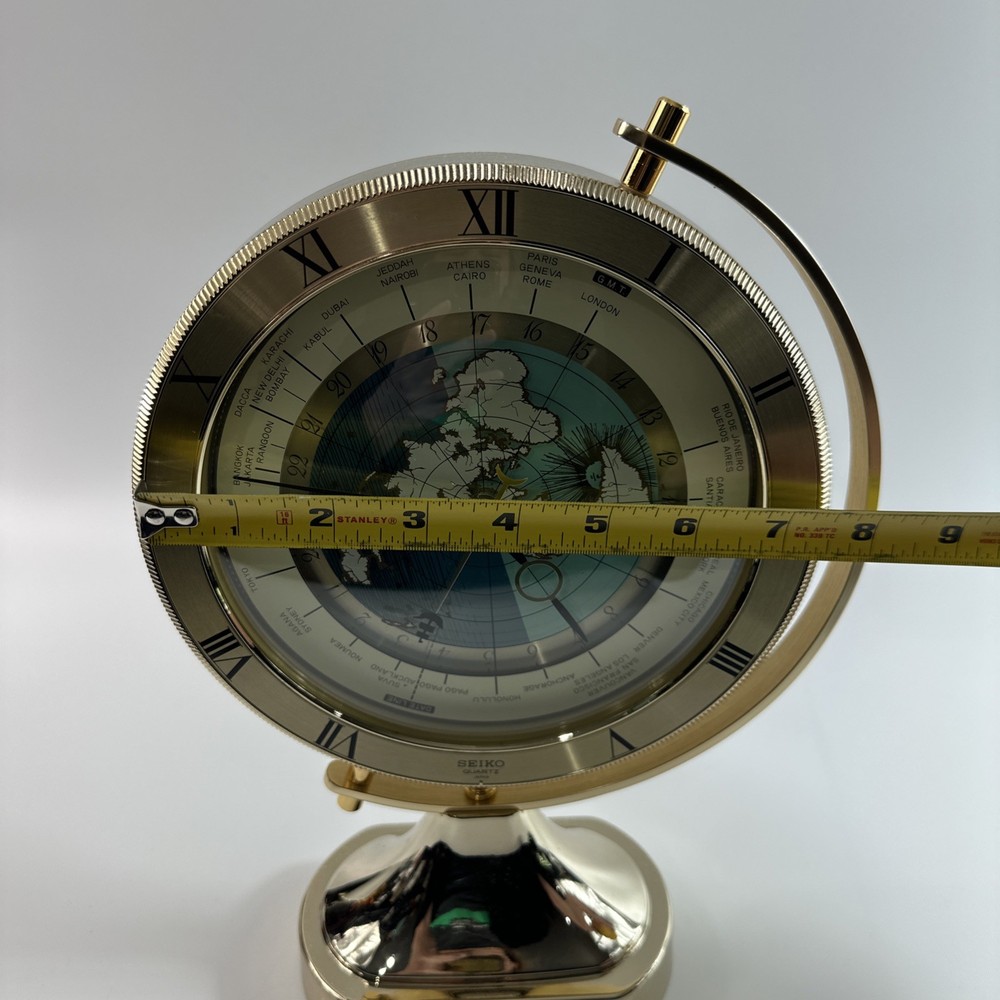 Seiko Rotating Globe World Time Quartz Mantel/Desk Clock Nice!