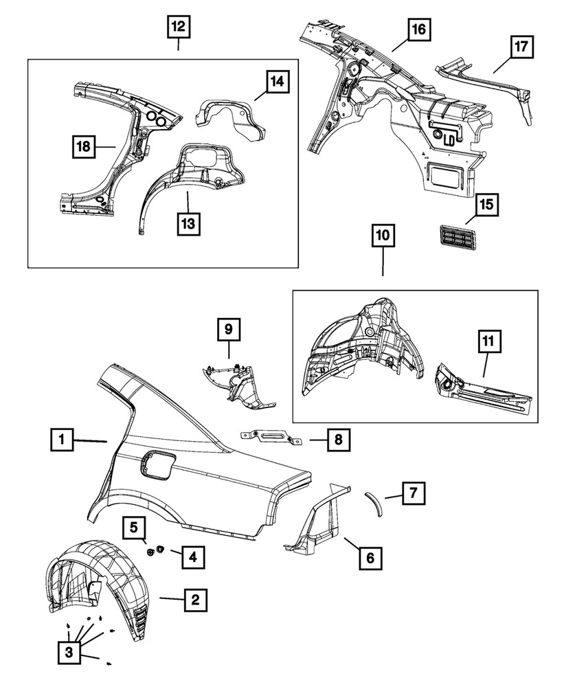 Genuine Mopar Taillamp Mounting Panel Left 68636869AA