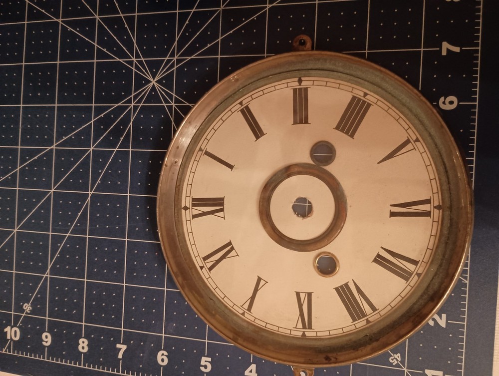 Antique Clock Face, Bezel, Glass, 6" diameter