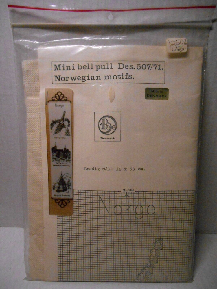 NORWEGIAN Mini Bell Pull Cross Stitch Linen Sampler Kit B O E Made in Denmark