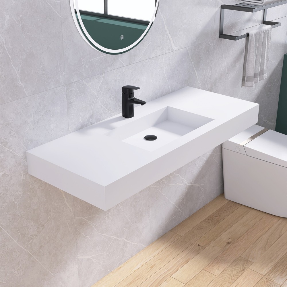 47'' Wall Mounted Bathroom Sink Solid Surface Bathroom Vessel Sink
