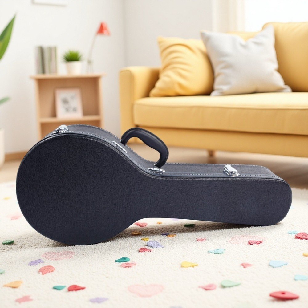 A-Style Mandolin Hardshell Case - Contoured Padded Lockable Black Finish