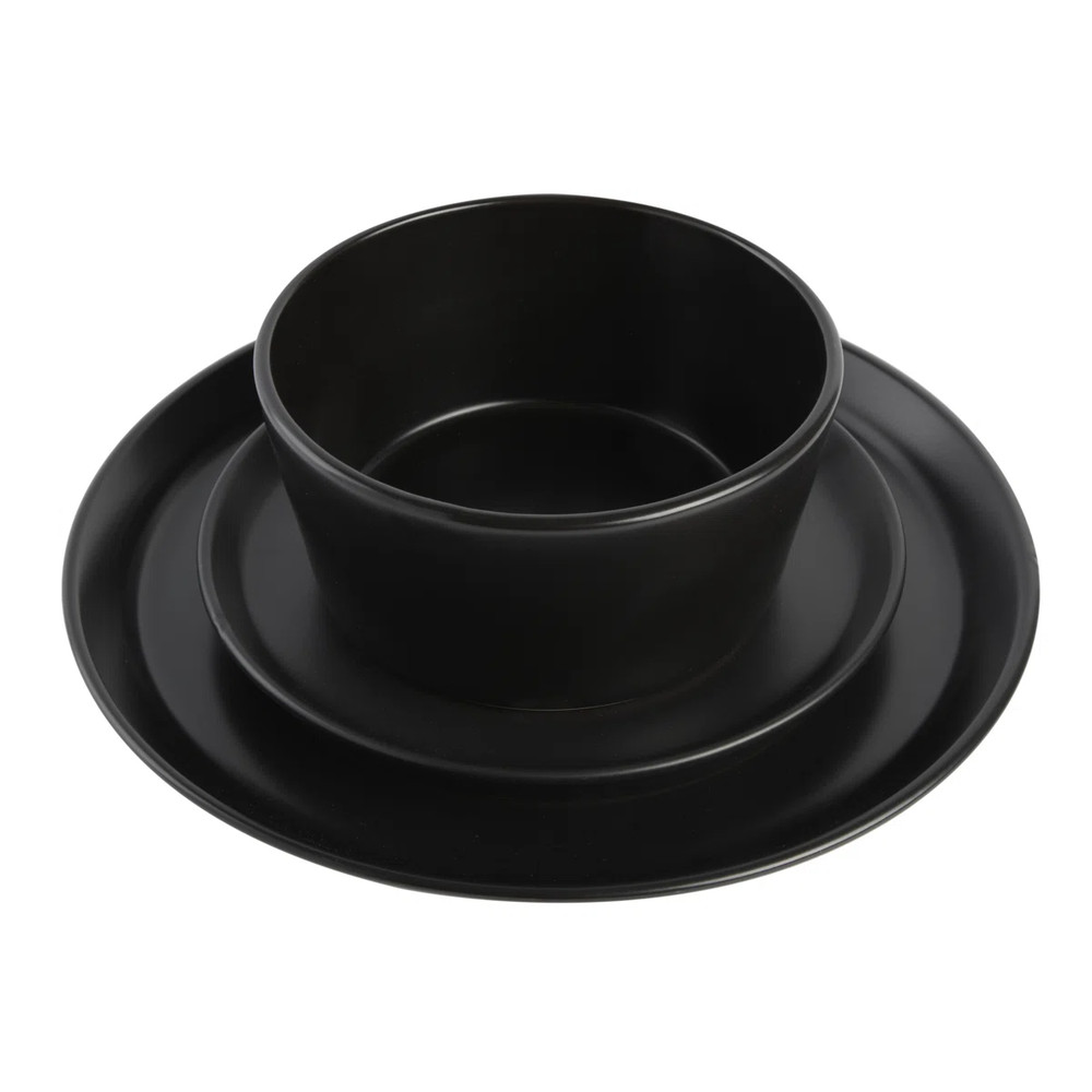 Gibson Soho Lounge Sofia 12-Piece Coupe Dinnerware Set - Matte Black