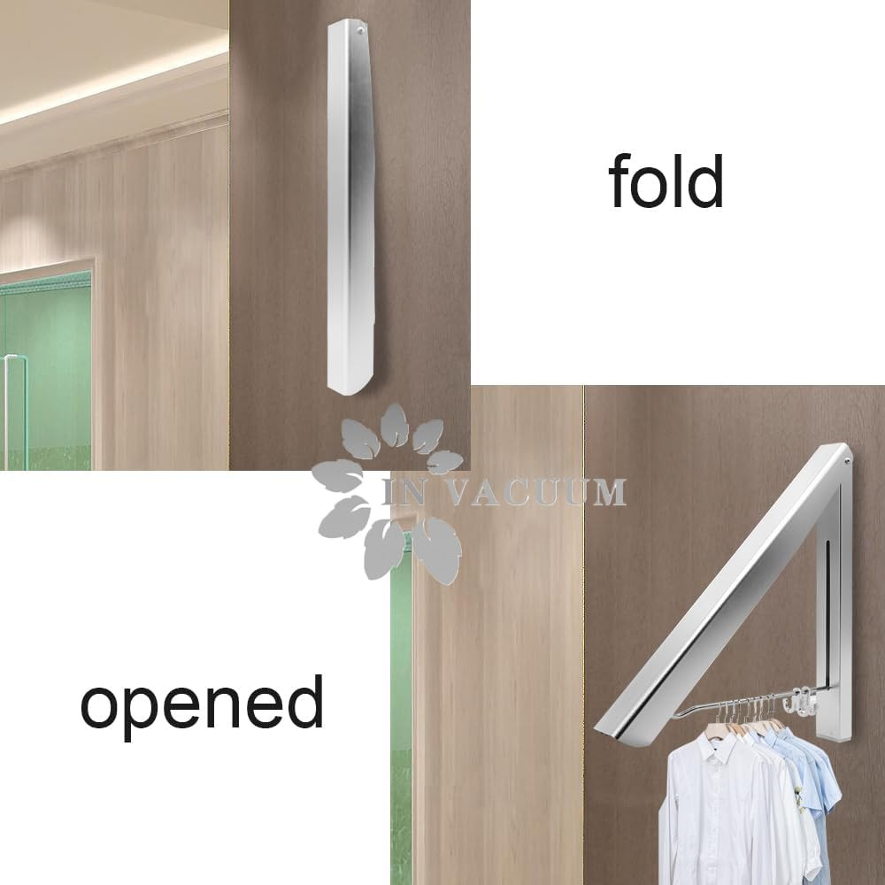 Foldable Laundry Drying Rack Retractable Wall Mount Aluminum Silver
