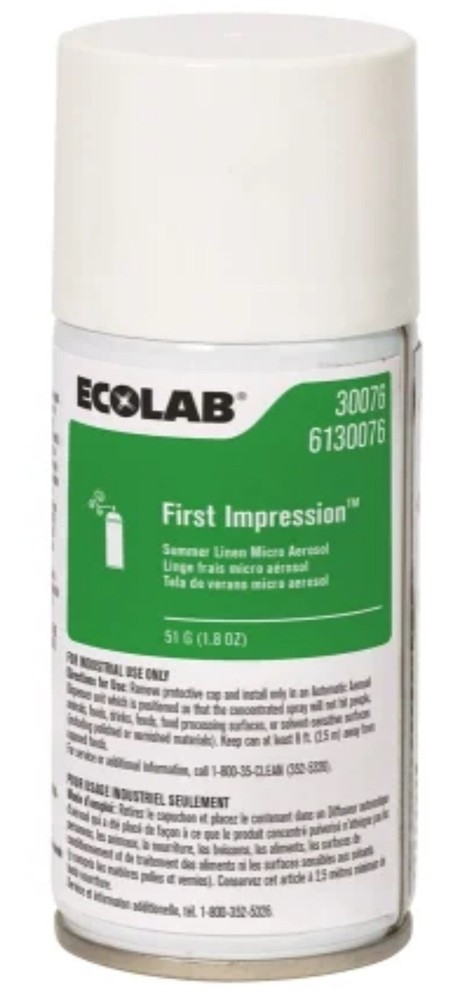 (12) Cans First Impression Summer Linen 6130076 Micro Aerosol Ecolab