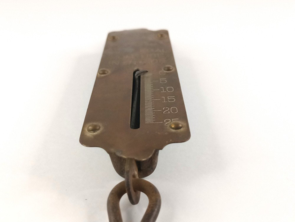 Vintage JOHN CHATILLON & SONS HANGING BRASS SCALE - 0-25 lbs