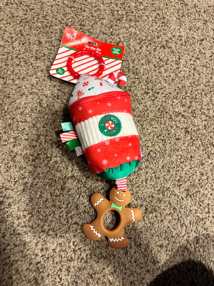 On-the-Go Activity Toy Christmas Rubber Teether Clip / 0+ mo gingerbread latte