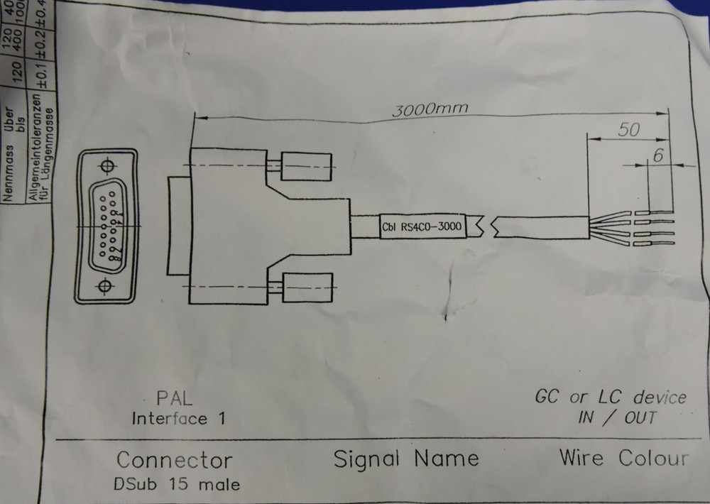 NEW CTC Analytics PAL 3meter 15-Pin Connector Interface Cable Cbl RS4C0-3000