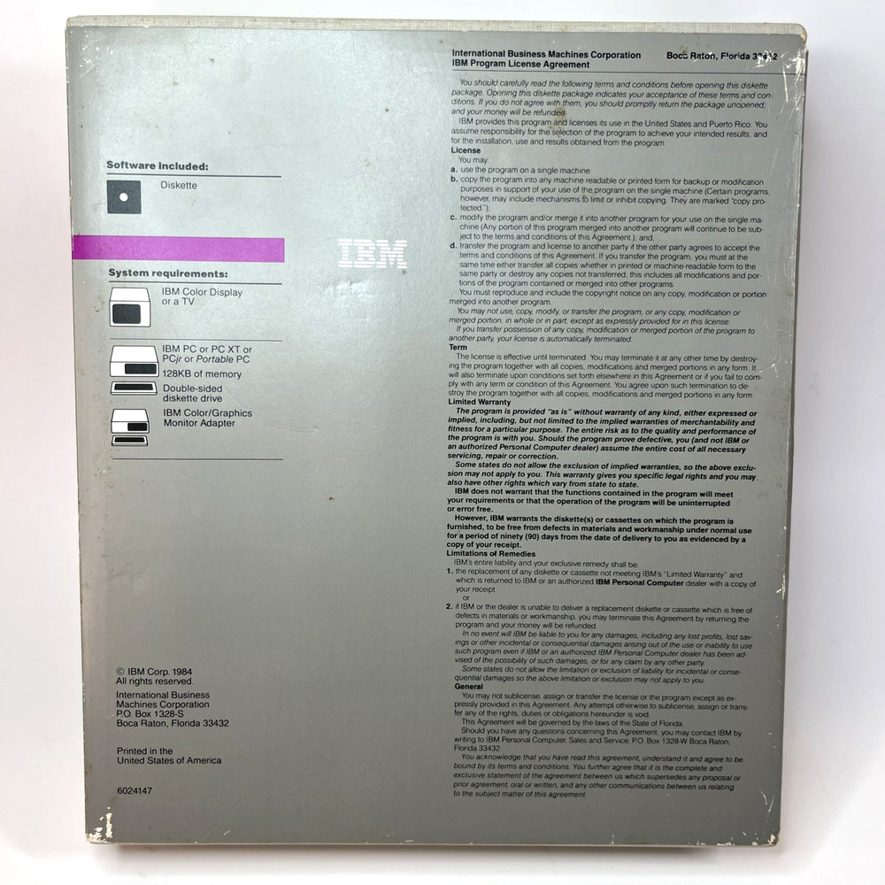 Vintage IBM Graphing Assistant With 5.25" Disk PC XT PCjr Software