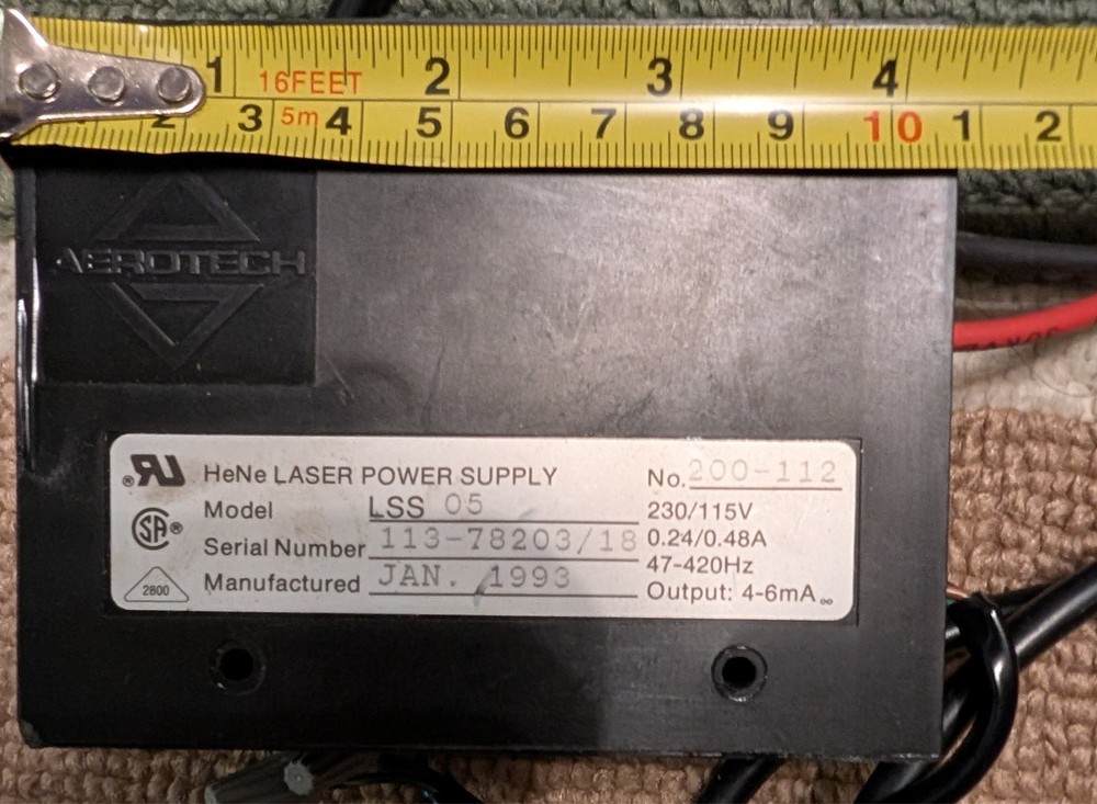 Aero Tech HeNe Laser Power Supply & Electronics Optical model OEM05P/40